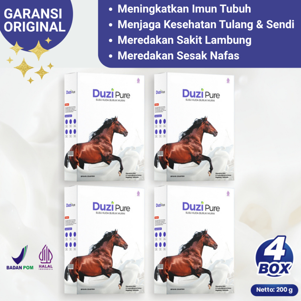 

DUZI PURE Susu Kuda Kolostrum (4 BOX) Original Herbal | Obat Tulang & Sendi | Asam Lambung BPOM