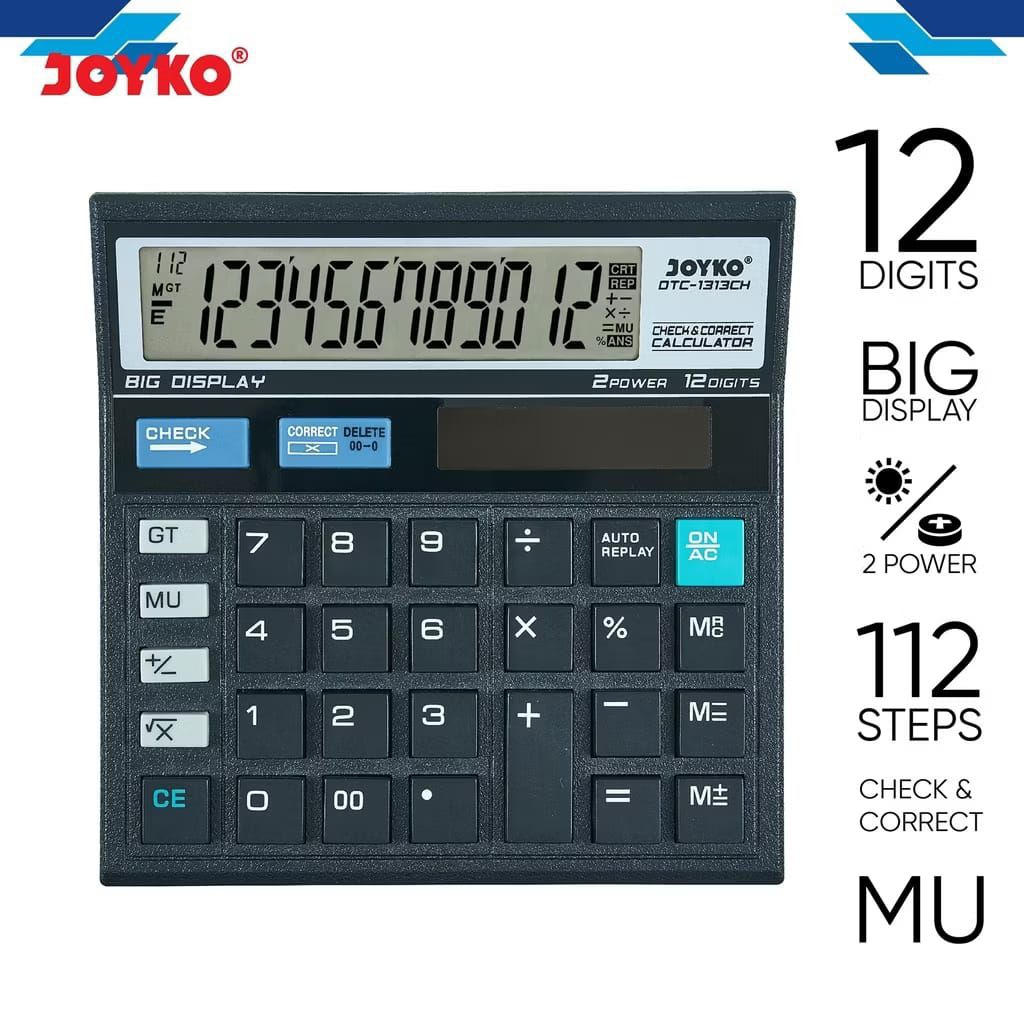 

(1 PCS) Calculator Kalkulator JOYKO DTC-1313CH 12 Digits Check Correct Grosir Murah Bagus Berkualitas