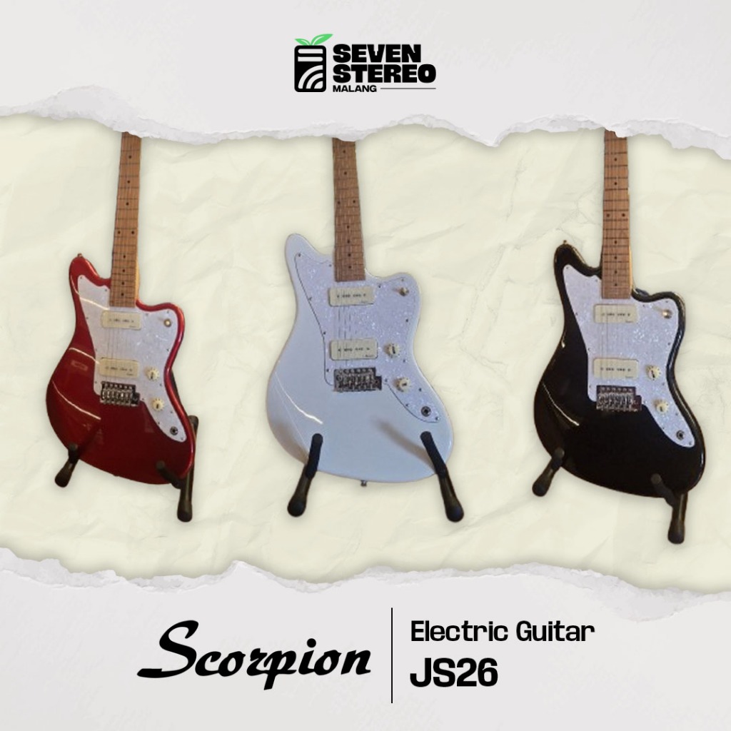 Scorpion JS26 Jazzmaster Black Jaguar Roasted Maple FB – Jazzmaster Elegan dengan Roasted Maple