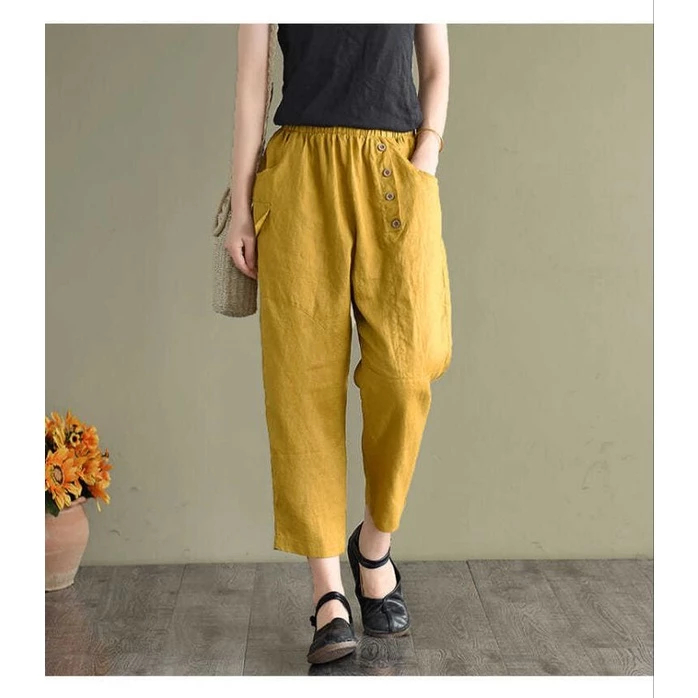 BAGGY RETHA KOREA / CELANA PANJANG WANITA LINEN RAMI PREMIUM / CELANA BAGGY PANTS IMPORT KOREA