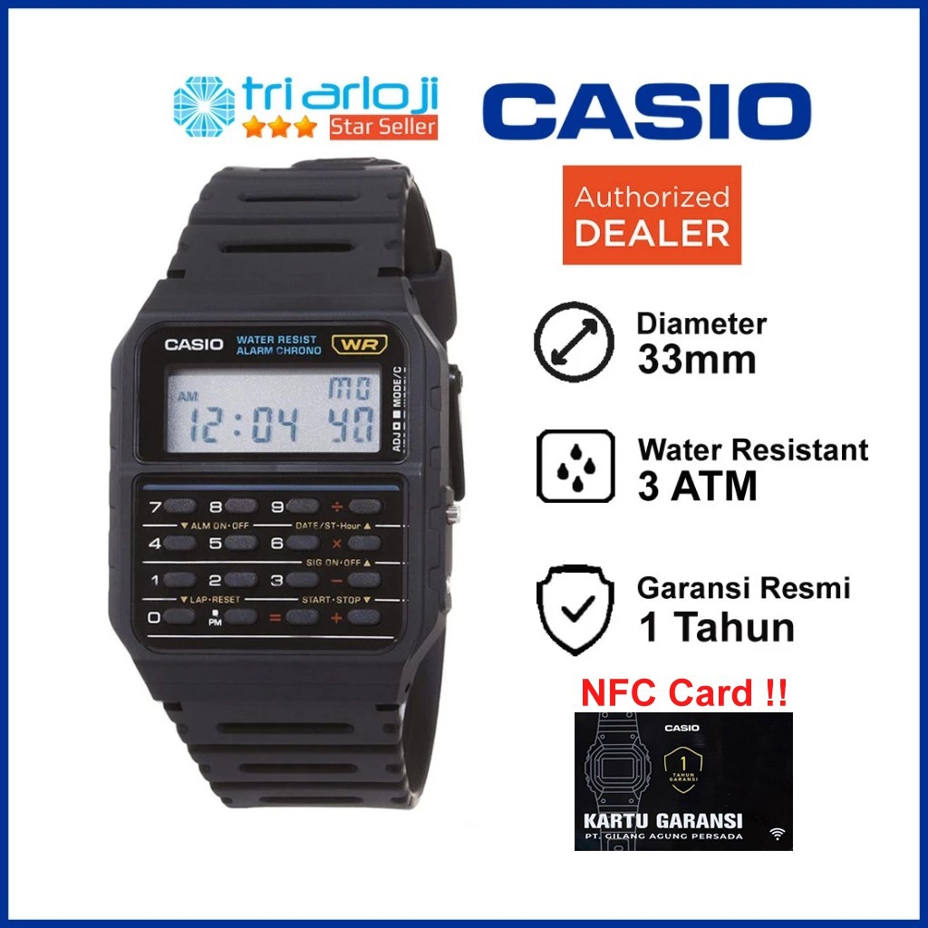 

CASIO CA-53W-1ZDR Jam Tangan Unisex Pria Wanita Kalkulator Digital Hitam CA-53W-1Z CA53W