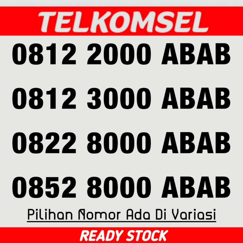 Telkomsel Simpati - Kartu Perdana Nomor Cantik -  Triple 0 000 ABAB - 0812 2000 ABAB - 0812 3000 ABA