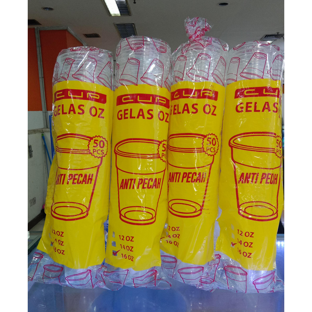 Gelas Plastik 12 oz / 14 oz / 16 oz / 22 oz / Gelas Plastik Bening / Pop Ice Bening Tebal