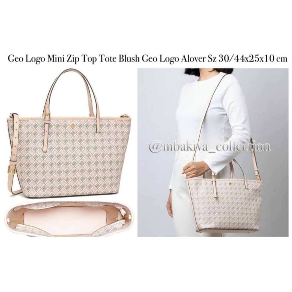 TB Geo Logo Mini Zip Top Tote Blush Geo Logo Alover