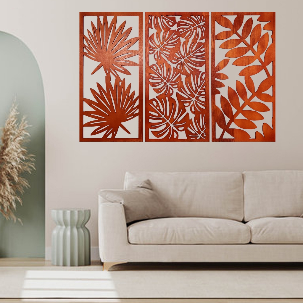 Ornamen dinding ukiran kayu aesthetic