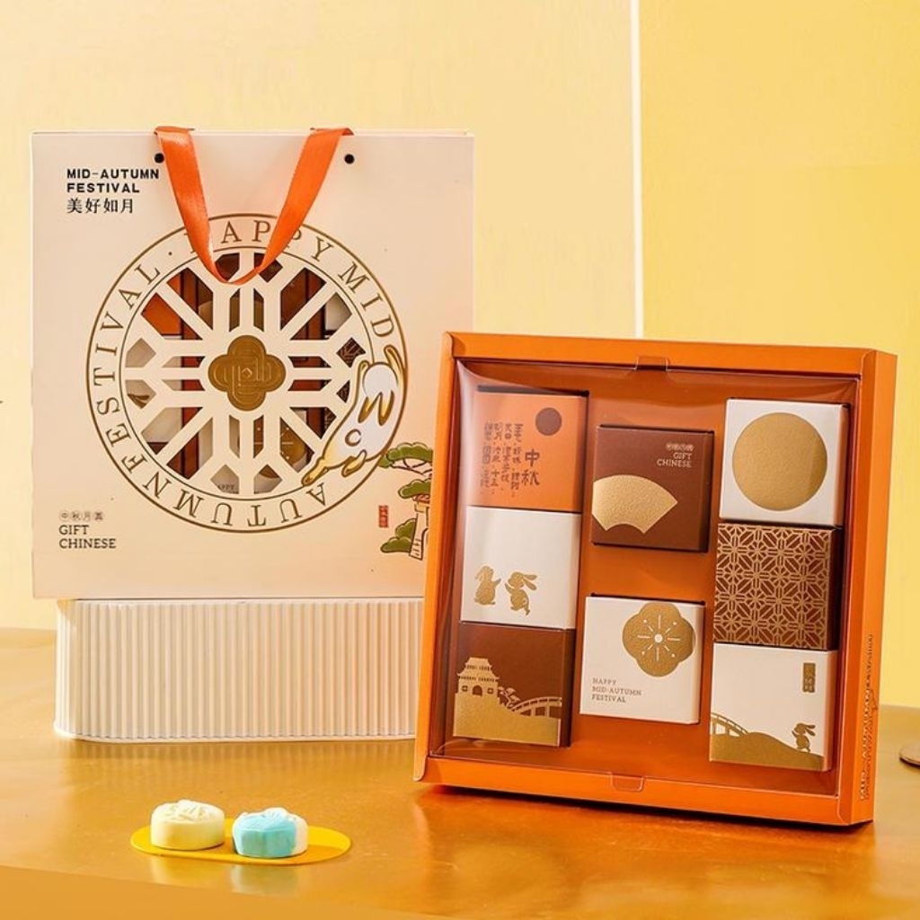 

RABBIT GOLD - Kotak mooncake 100gr isi 8 mini box moon cake mid autumn dus kue bulan packaging pie