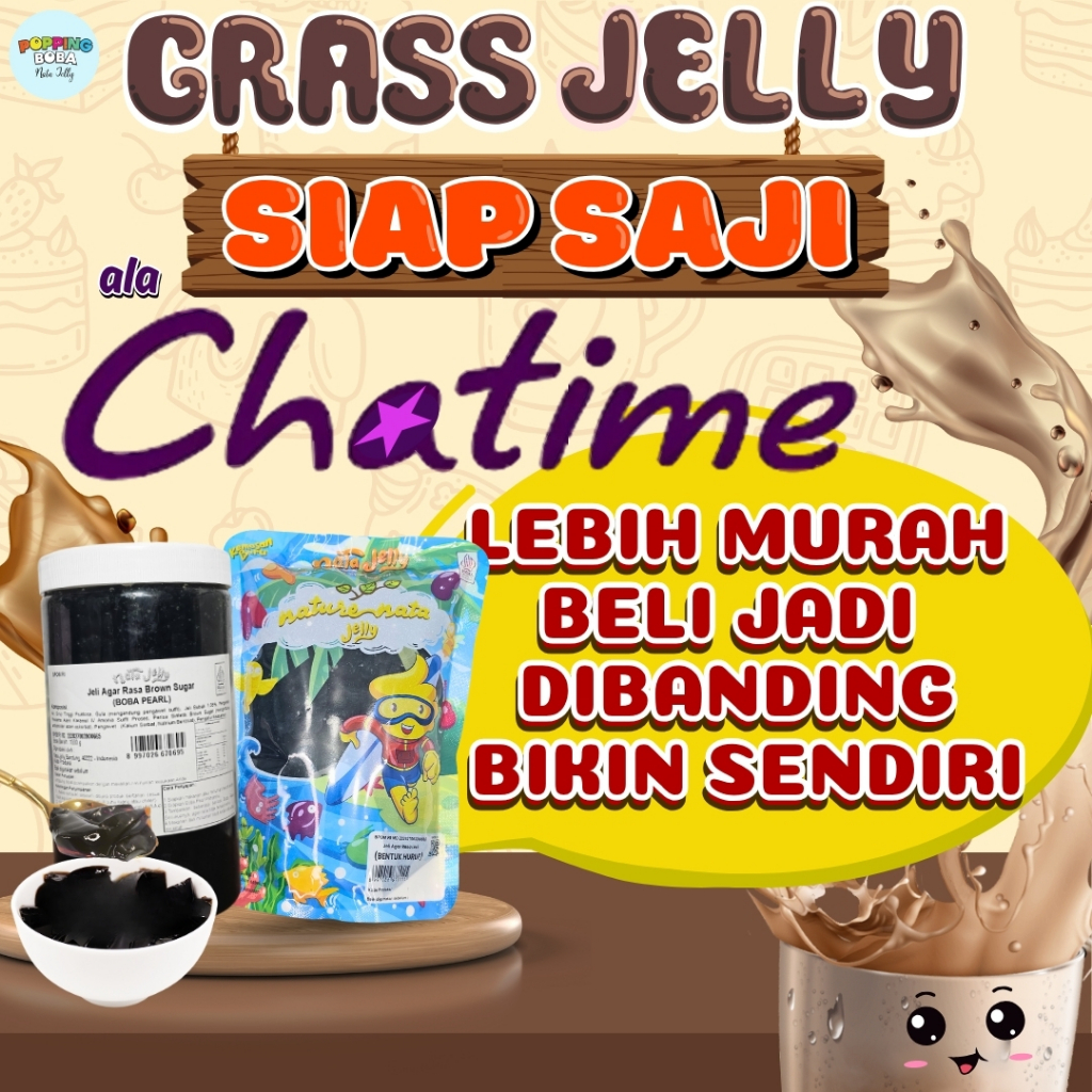 

GRASS JELLY POWDER SIAP SAJI ALA CHATIME– CINCAU HITAM LEMBUT SIAP SAJI 1KG | UNTUK TOPPING MINUMAN – POPPING BOBA MELETUS PECAH DIMULUT NATA JELLY