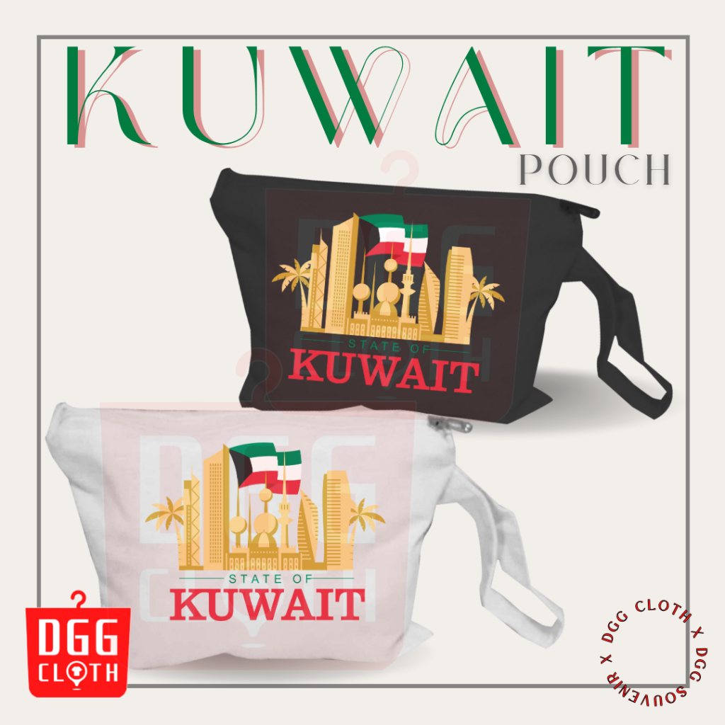 DGG Pouch Souvenir Kuwait Pouch Sablon Oleh Oleh Kuwait City Bahan Blacu Premium Dengan Resleting Ty