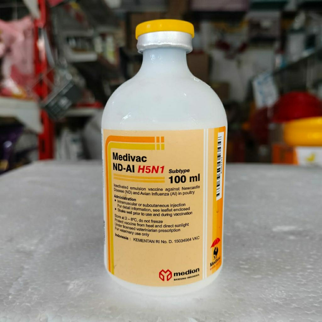 VAKSIN MEDIVAC ND AI H5N1 100ML (DOSIS 200 EKOR) -Vaksin Unggas Tetelo Flu Burung Aratan