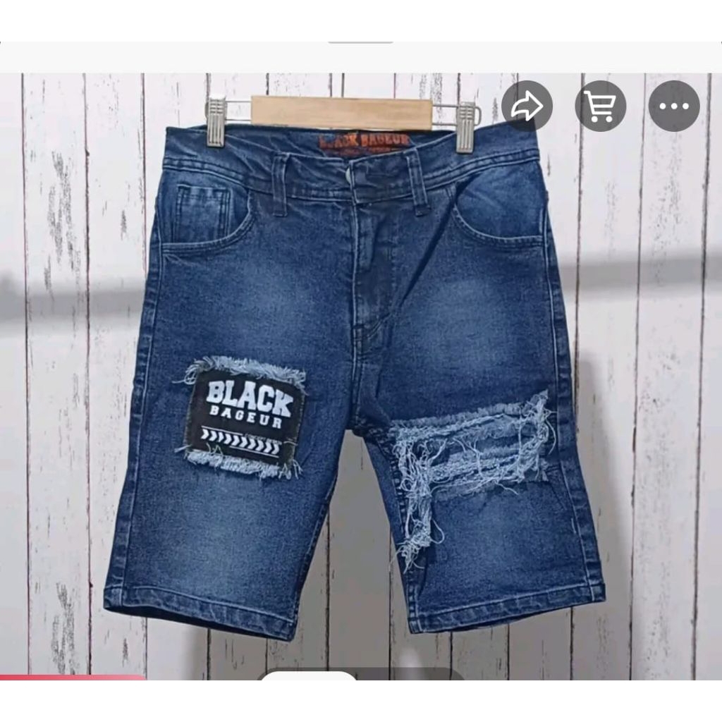 Celana Jeans Pendek Pria BLACK BAGEUR