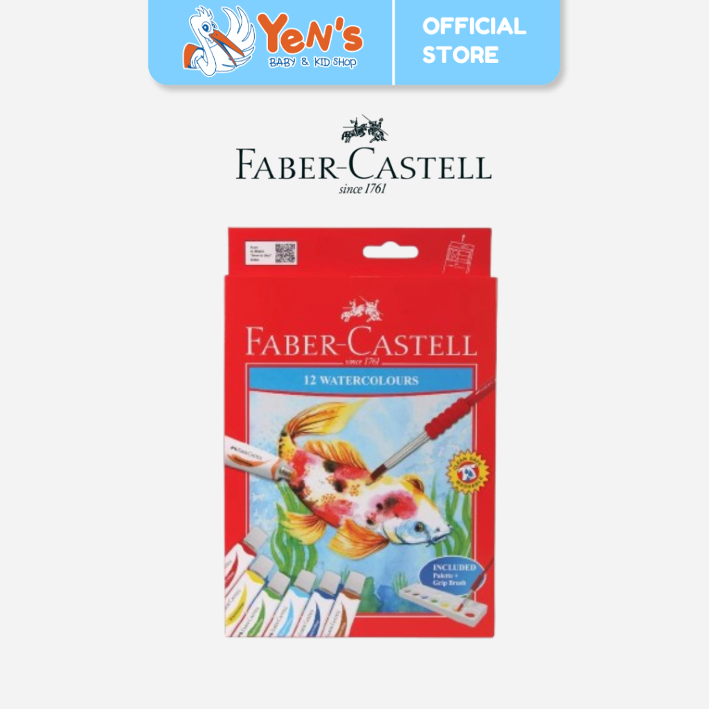 

Faber-Castell Watercolour tube Cat Air 12 ml - 12 colours Included Palette +Grip Brush