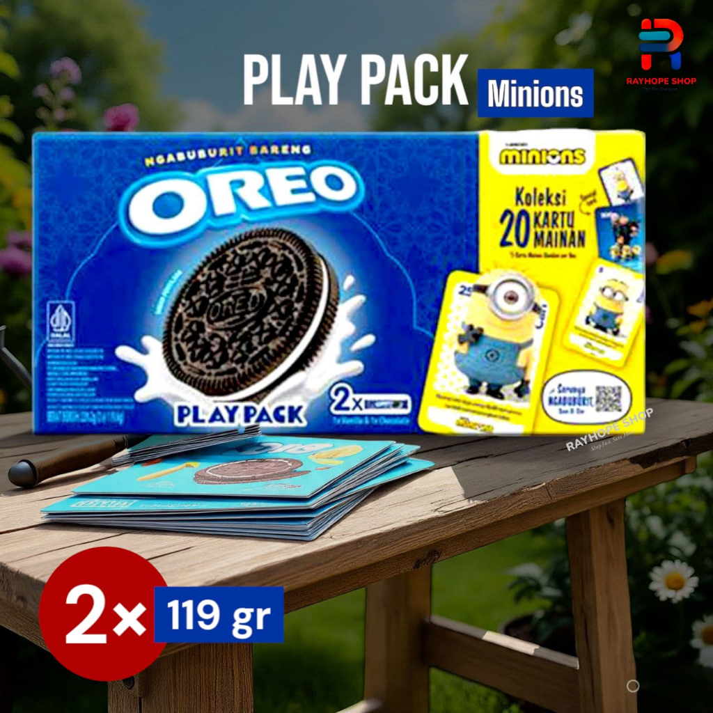 

PROMO OREO Edisi Terbatas Limited Edition Playpack isi 2 bungkus Seri Minions Koleksi 20 Kartu Mainan 239 gram 239gram gr Sandwich Biscuit Biskuit Vanilla Vanila Cokelat Chocolate Coklat Murah Termurah Usaha Kekinian Viral Ide Jualan UMKM Toko Warung Anak