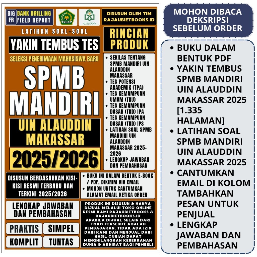 BUKU YAKIN TEMBUS TES SPMB MANDIRI UIN ALAUDDIN MAKASSAR 2025 - SELEKSI MANDIRI UIN MAKASSAR