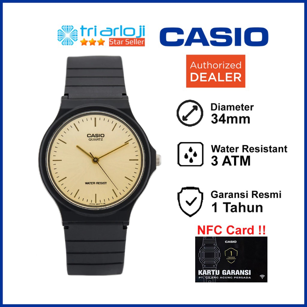 CASIO MQ-24-9ELDF Jam Tangan Unisex Analog Rubber Hitam Kuning MQ24 MQ-24-9E