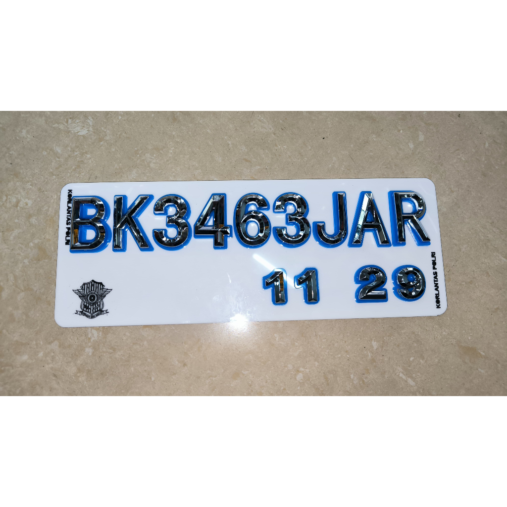Plat Motor Diamond Chrome Lis Biru Viral