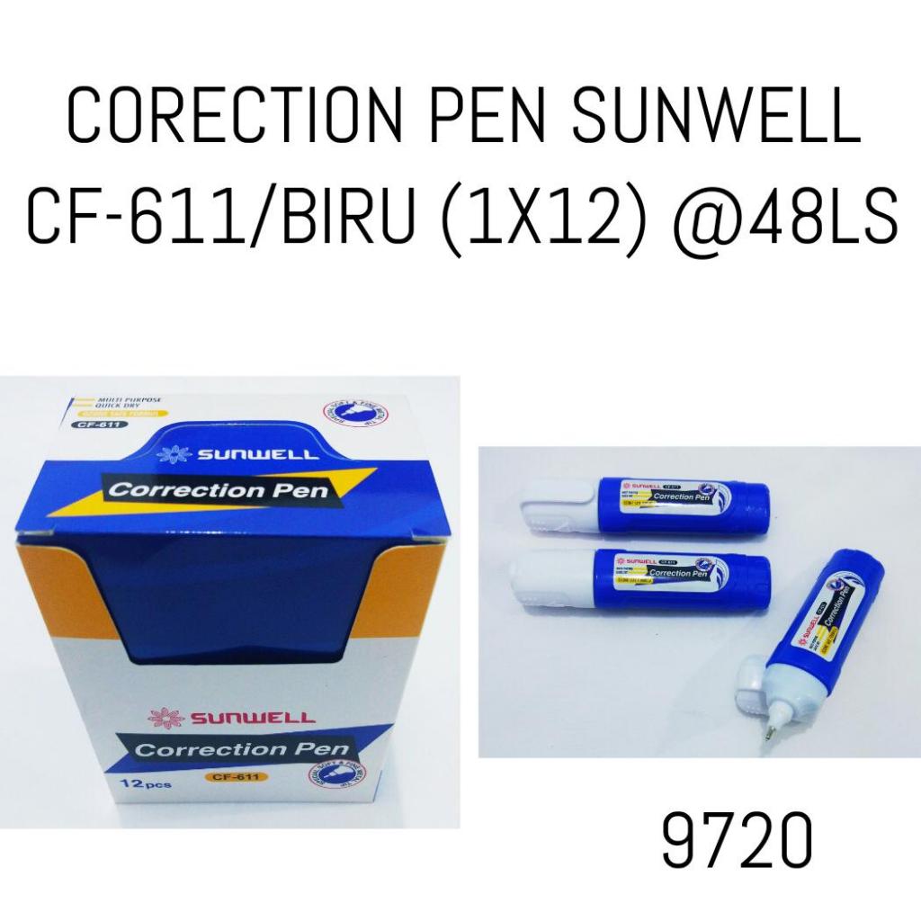 

CORRECTION PEN CAIR / TIPE X CAIR / TIPEX AIR SUNWELL CF-611/BIRU - PENGHAPUS PEN CAIR - TIPEX - TIP EX CAIR