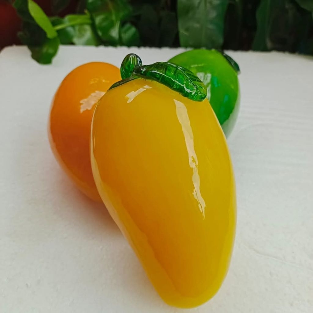 1 biji Buah kaca kristal BESAR DAN TEBAL GLOWING/pajangan motif buah bahan kaca import kualitas prem