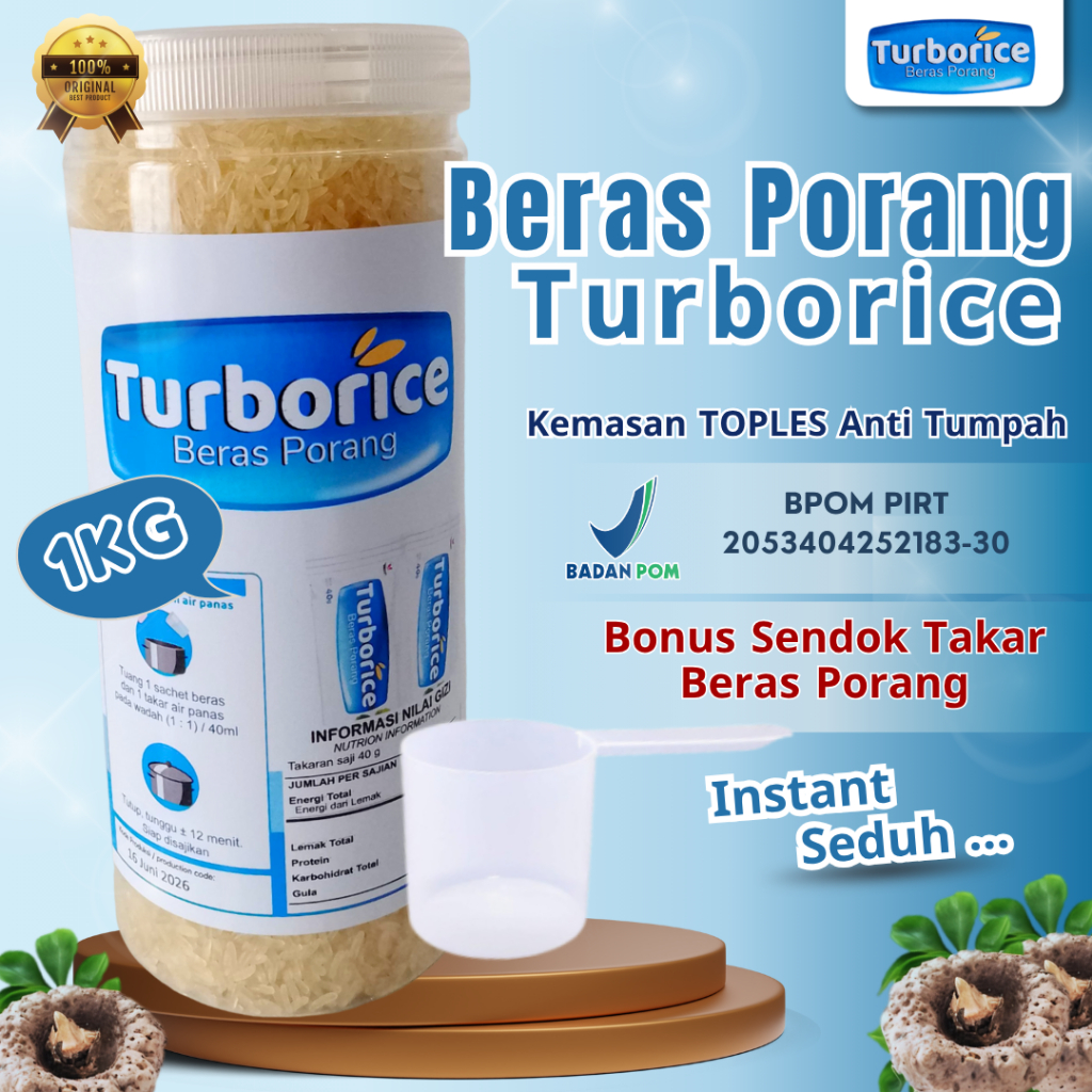 

Beras Porang Turborice 1 KG kemasan Toples + Bonus Sendok Takar