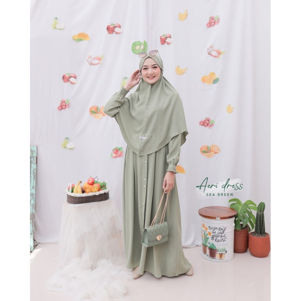 Aeri Dress by Etuzi Gamis Set Bergo Lady Zara Polos Jumbo Kekinian