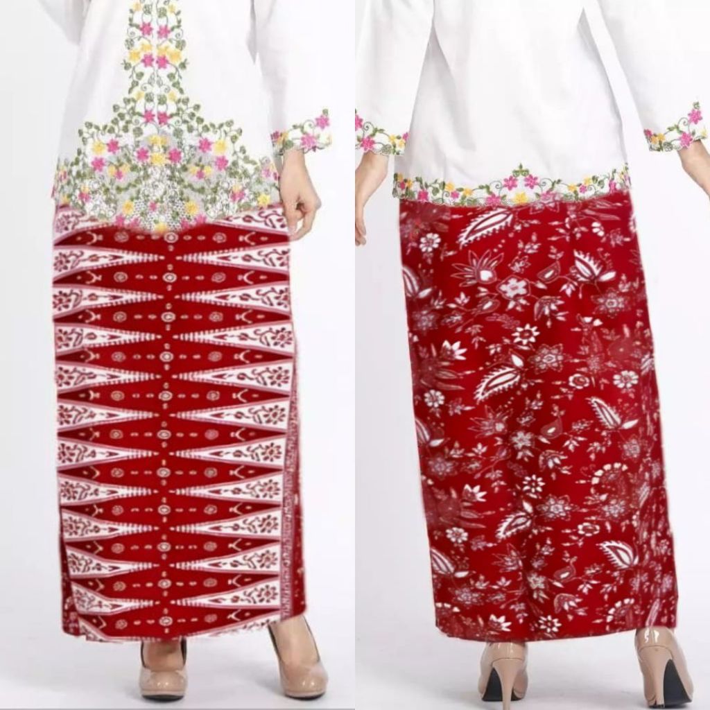 Rok Tumpal Putih Merah / Rok Bawahan Kebaya Encim