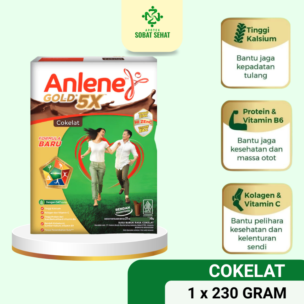 

Anlene Gold 5X Susu Orang Tua Rasa Cokelat 240gram - Susu dengan tinggi kalsium untuk Tulang,Sendi dan Otot