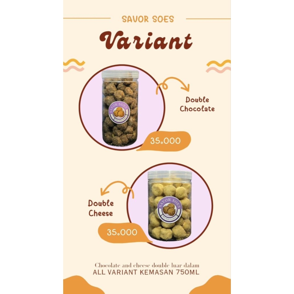 

Soes double cokelat dan cheese kemasan 750ml