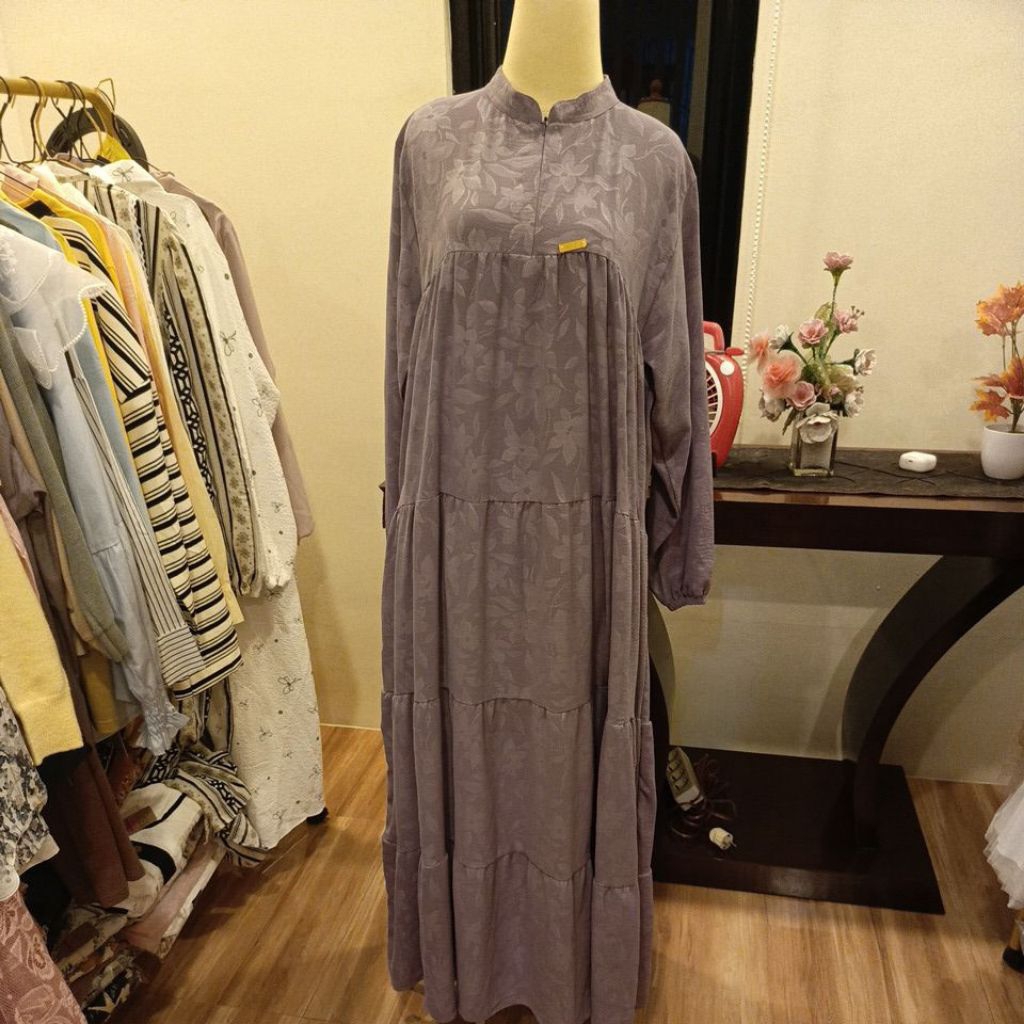 gamis warna ungu motif