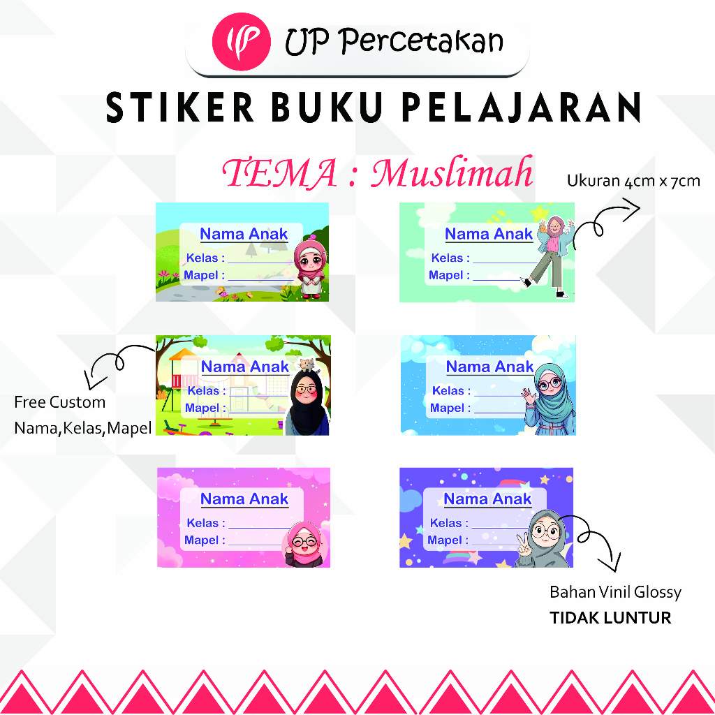 

STIKER BUKU PELAJARAN MUSLIM glossy tahan air tidak luntur bukan stiker HVS (Bisa Custom Nama Anak & Mapel)