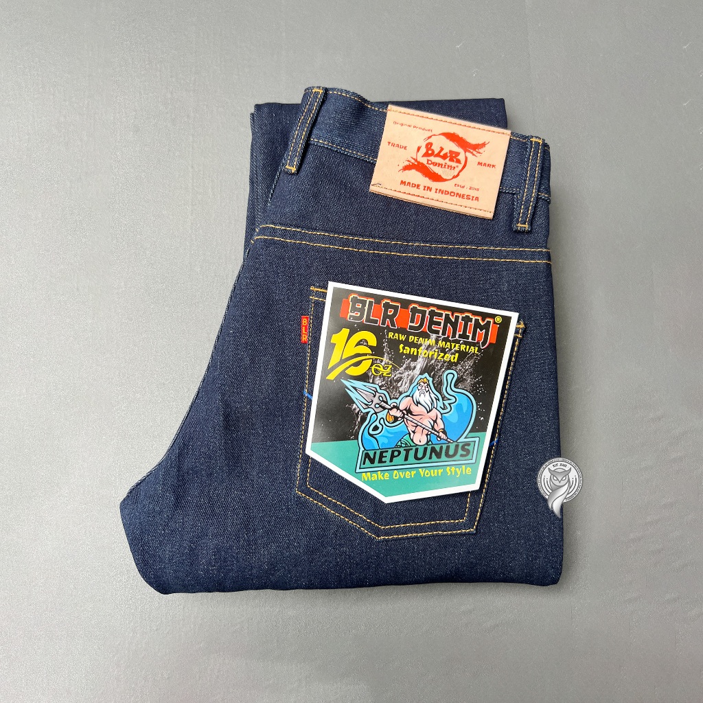 BLR NEPTUNUS - Celana Jeans Pria Raw Denim Selvedge Accent Sanforized 16oz Indigo