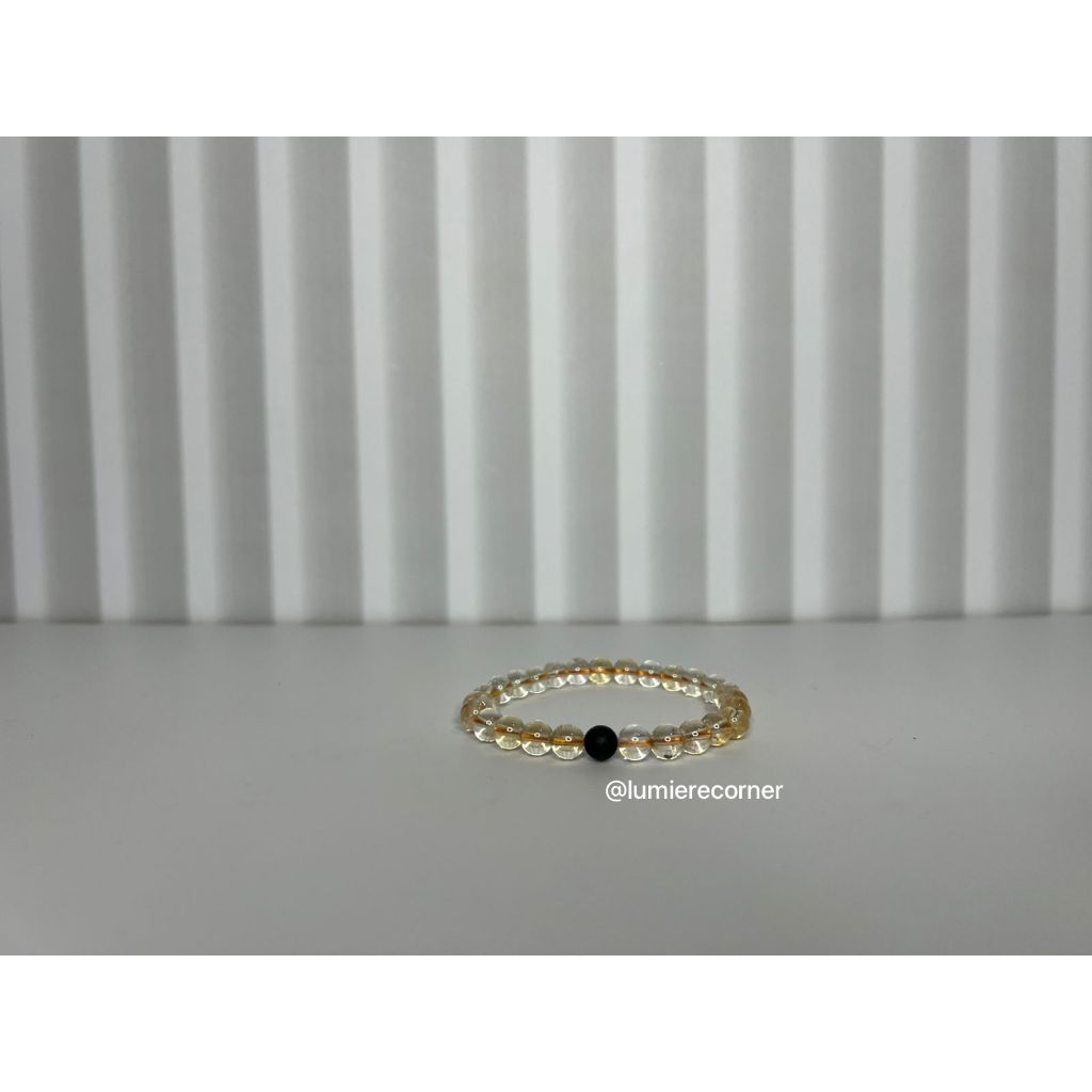 Citrine 6mm with Lava Bead