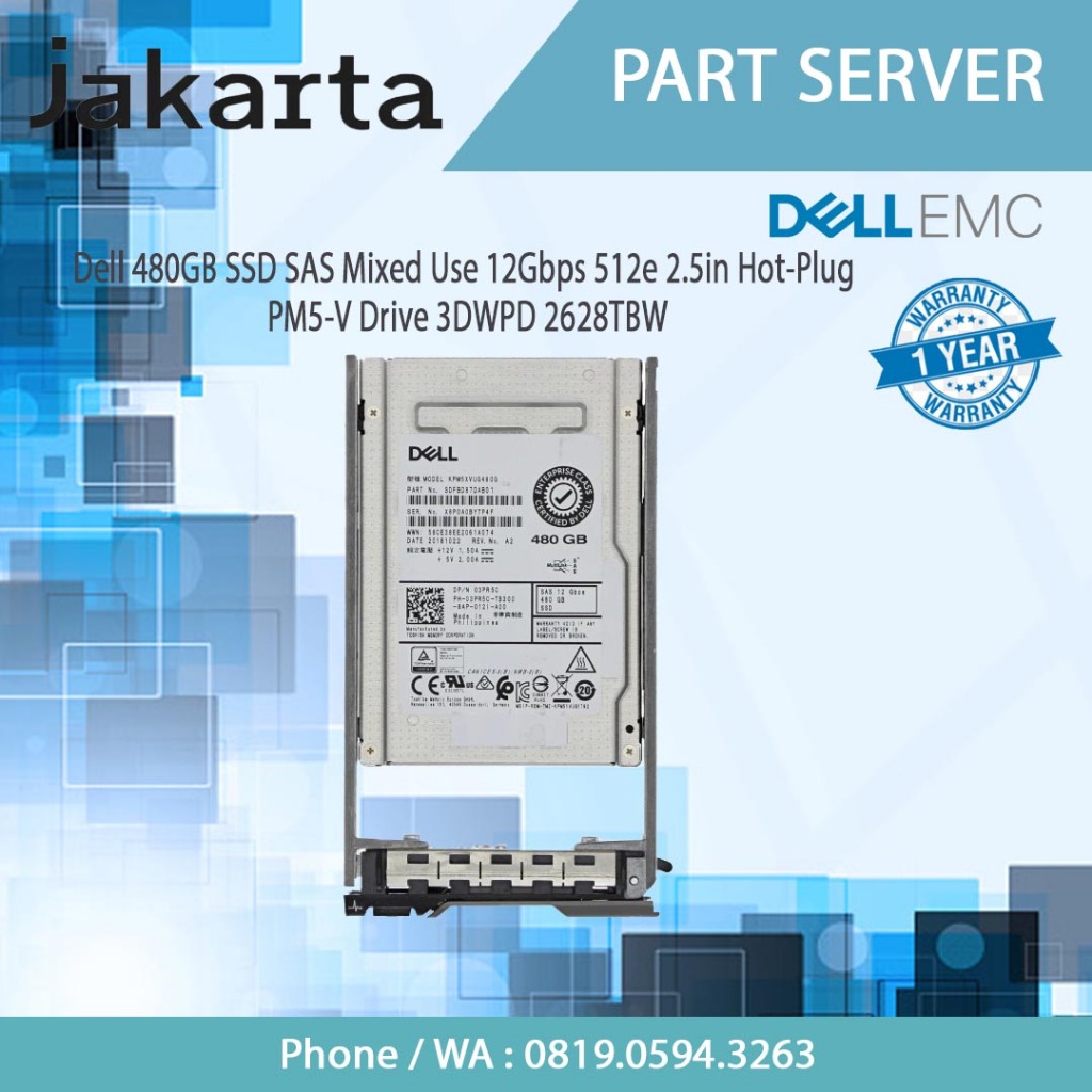 Dell EMC Server Hard Drive 480GB SSD SAS Mixed Use