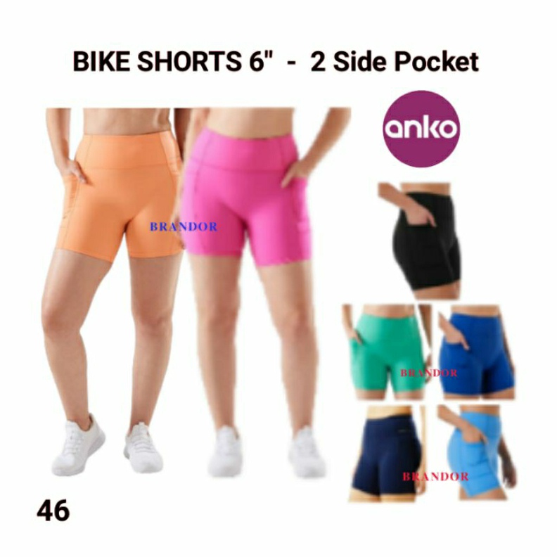 KODE O93O Brandor  HIGH WAIST BIKER SHORTS PANTS 6 POCKET  Anko  ansh46  Gym Yoga Fitness Running