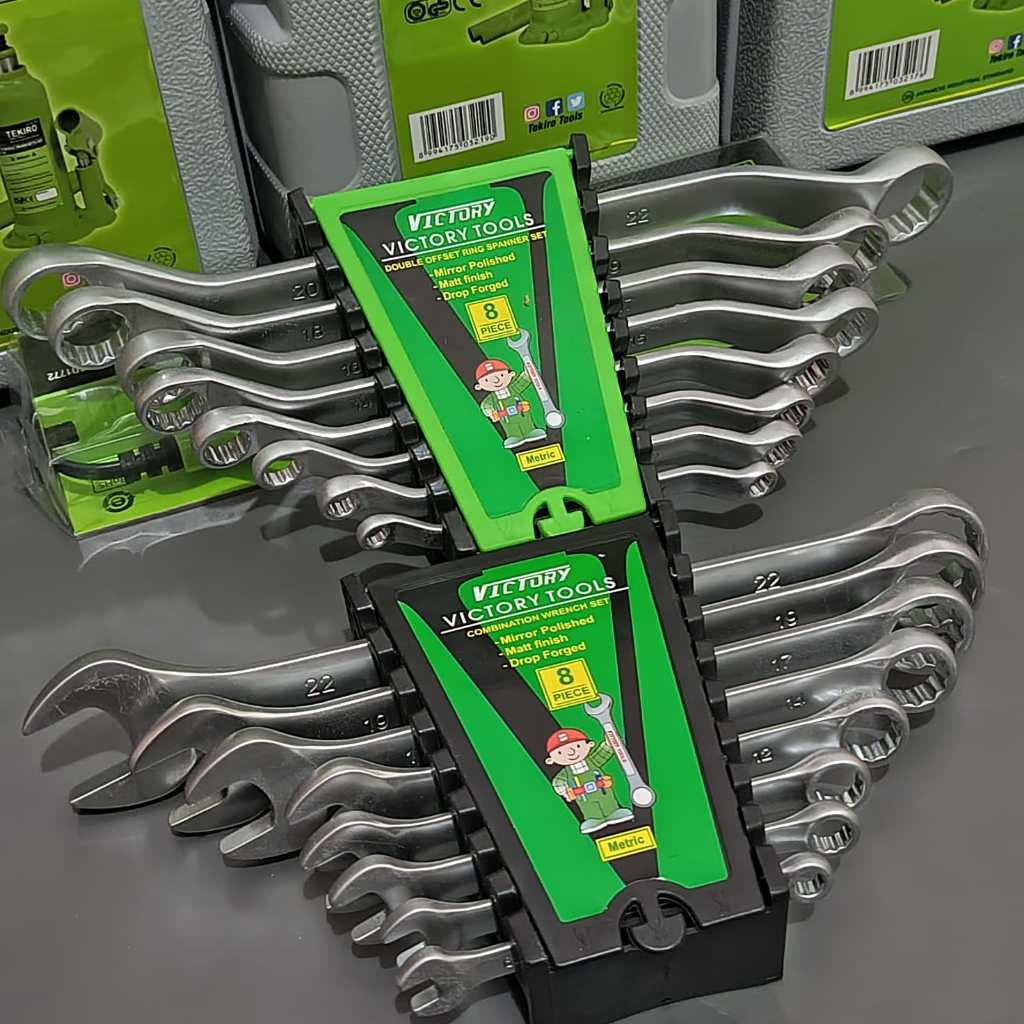 Kunci ring pas set lengkap 8 pcs 6-22mm / Kunci ring set double ring komplit victory