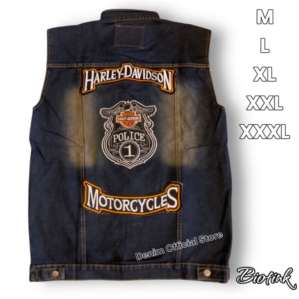 Rompi Jeans Pria Harley Vest Body Protector Bikers Rompi Motor Ukuran M L XL XXL XXXL