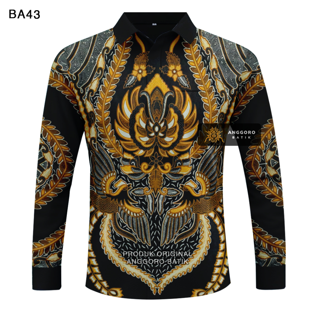 Kemeja Anggoro Batik Motif Purwanegara - Atasan Kemeja Baju Batik Pria Cowok Laki Laki Lengan Panjan