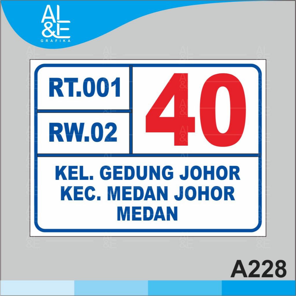 

A228 - Acrylic Sign, Stiker Akrilik Nomor Rumah, Tahan Air, Premium dan Murah