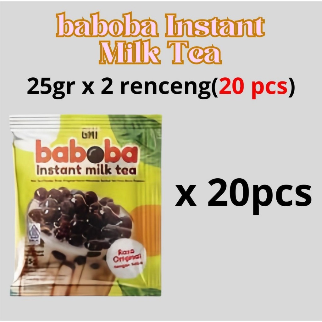 baboba | Instant Milk Tea | Boba Teh Susu | 25 gr x 2 renceng (20 pcs)