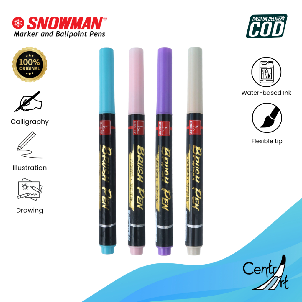 

Snowman brush pen Marker dan Ballpoint Pen Water-based Ink BM-1
