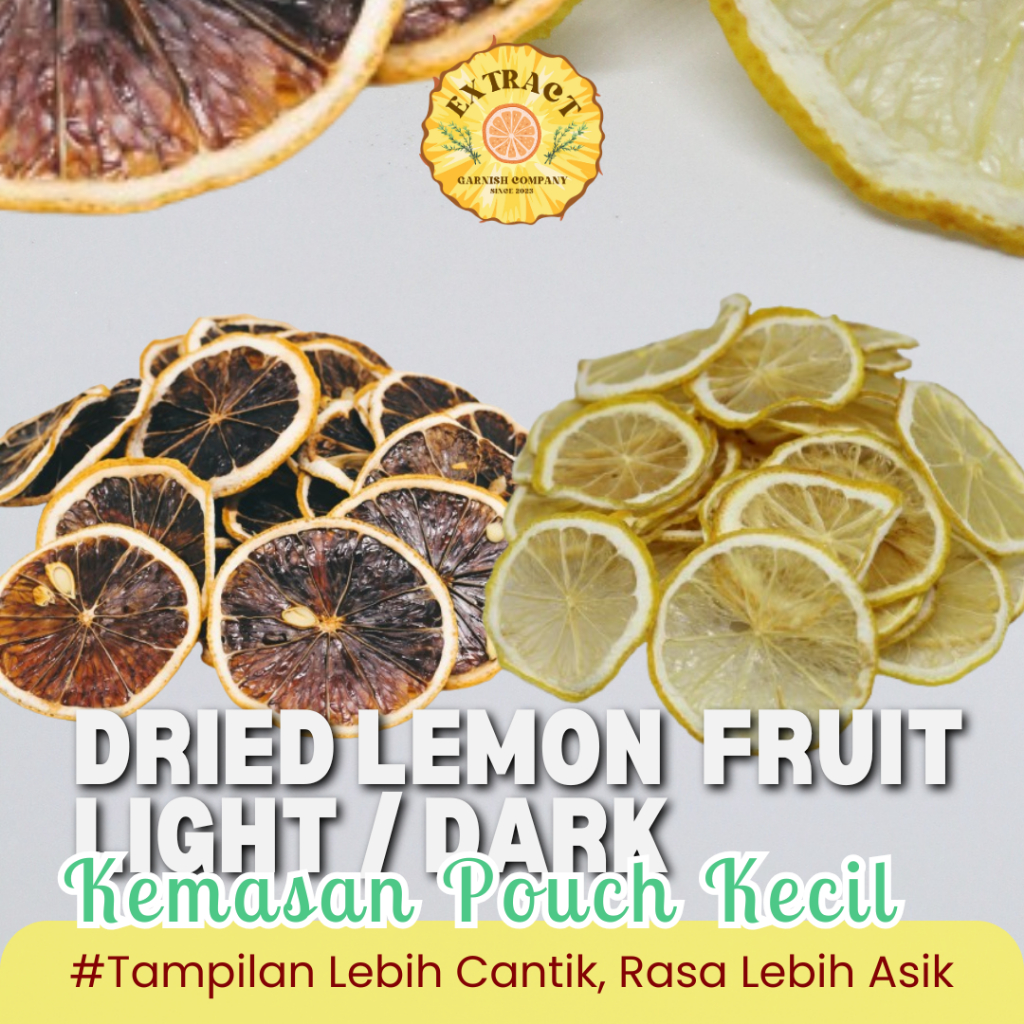

[BUKAN KERIPIK] Premium Dehydrated Dark Lemon Import Slice / Light Lemon Import Slice / Dried Lemon / Lemon Kering / Infused Water Pack / Garnish / Buah Kering by Extract Garnish Company