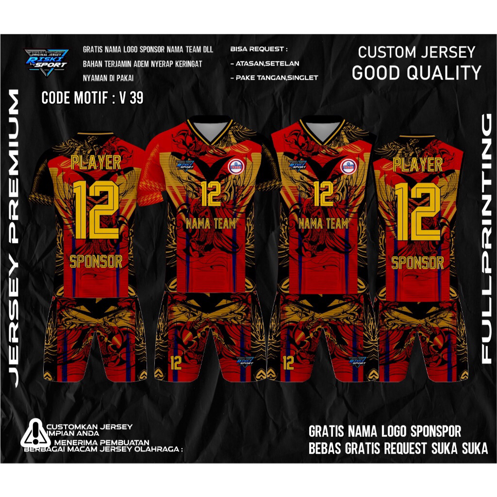 Jersey Full Printing Jersey Volleyball Baju Olahraga