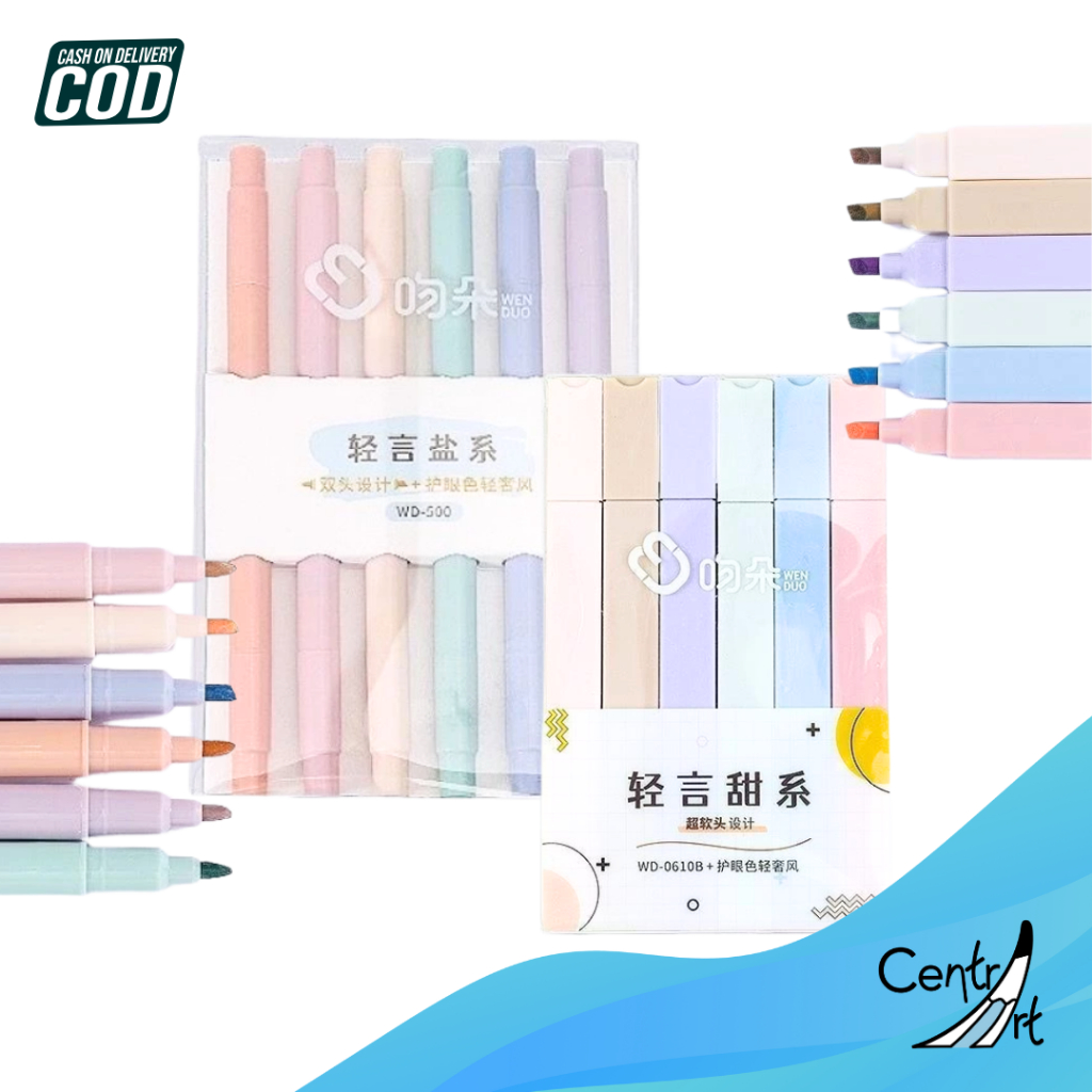 

Highlighters warna warni 6PCS | highlighter dan spidol 2 in 1 dual tip colourful