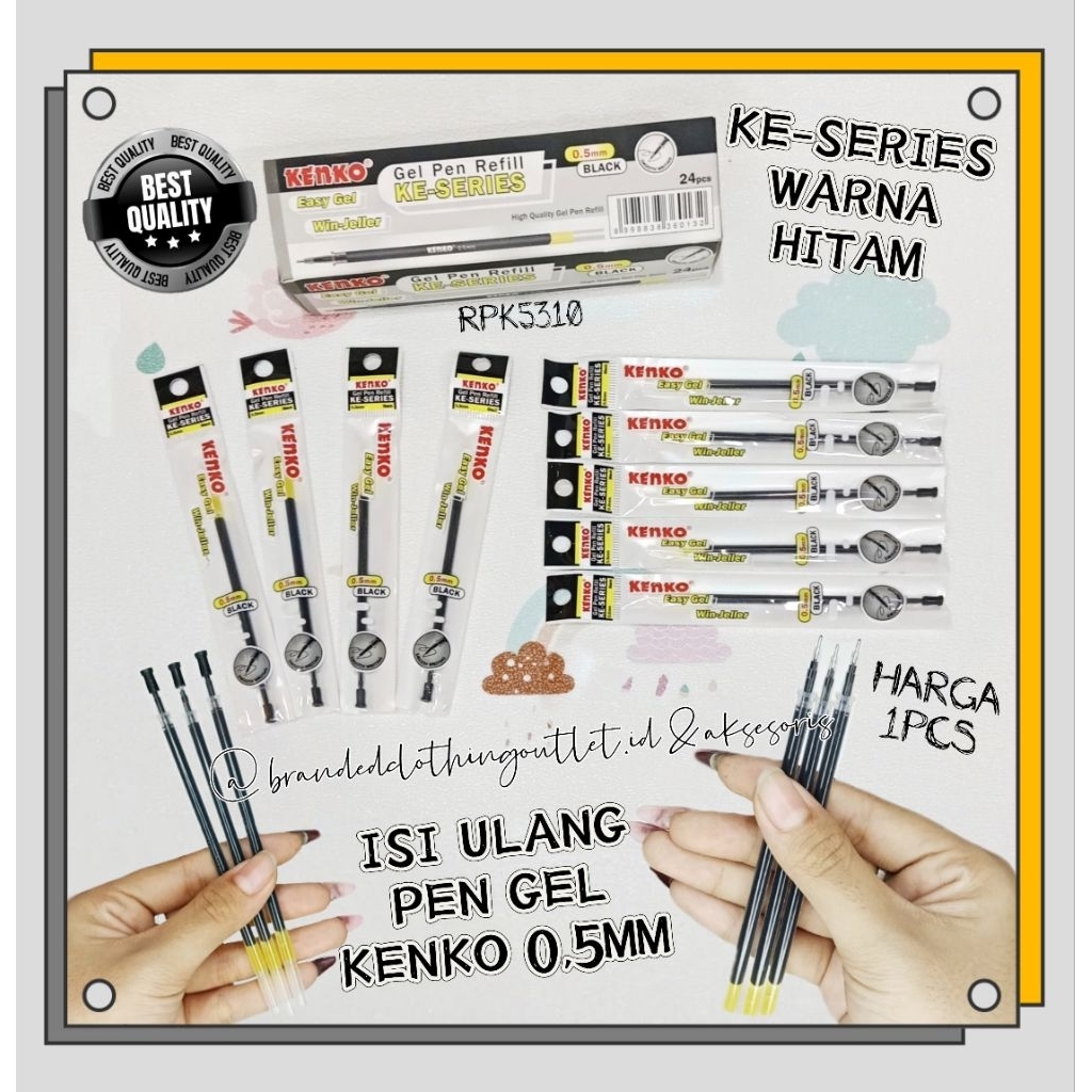 

(1PCS) REFILL PULPEN GEL KENKO 0,5MM / ISI ULANG PEN GEL HITAM / KENKO EASY GEL KE-SERIES WIN JELLER / SMOOTH WRITING GEL PEN REFFIL / RPK5310