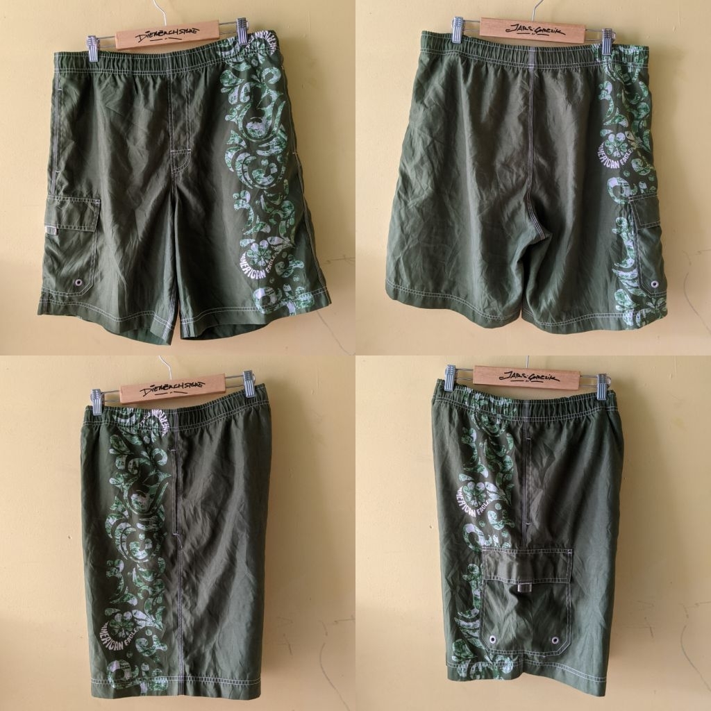 (Celana Branded) American Eagle Outfitters Hawaiian Floral Cargo Swim Shorts RN54485