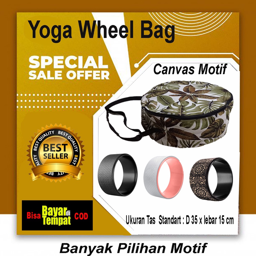 KODE T95J Yoga Wheel Bag Canvas Motif Tas Roda Yoga