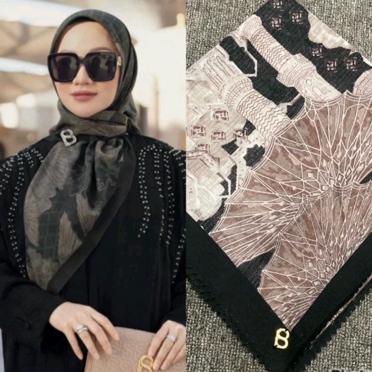 KODE G84Y Hijab Buttonscarves Jilbab Segi Empat Buttonscarves Mermaid British Madinah Button Scarves