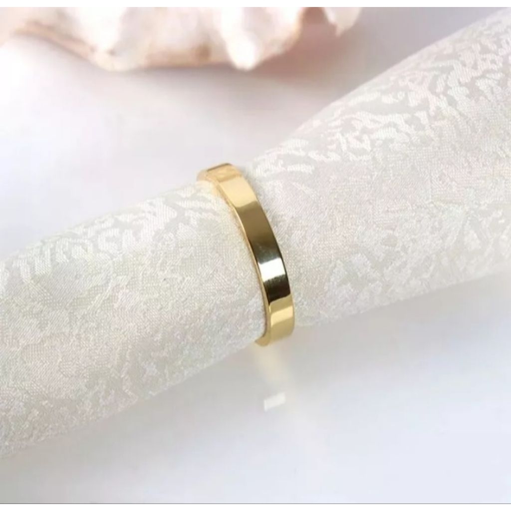 [Free Box] Cincin Titanium Polos Gold Datar/Cincin Pria Wanita/Cincin Couple/Cincin Tunangan/Cincin 