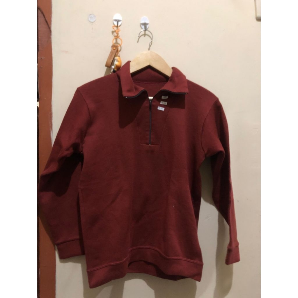 Crewneck Half-Zipper Maroon