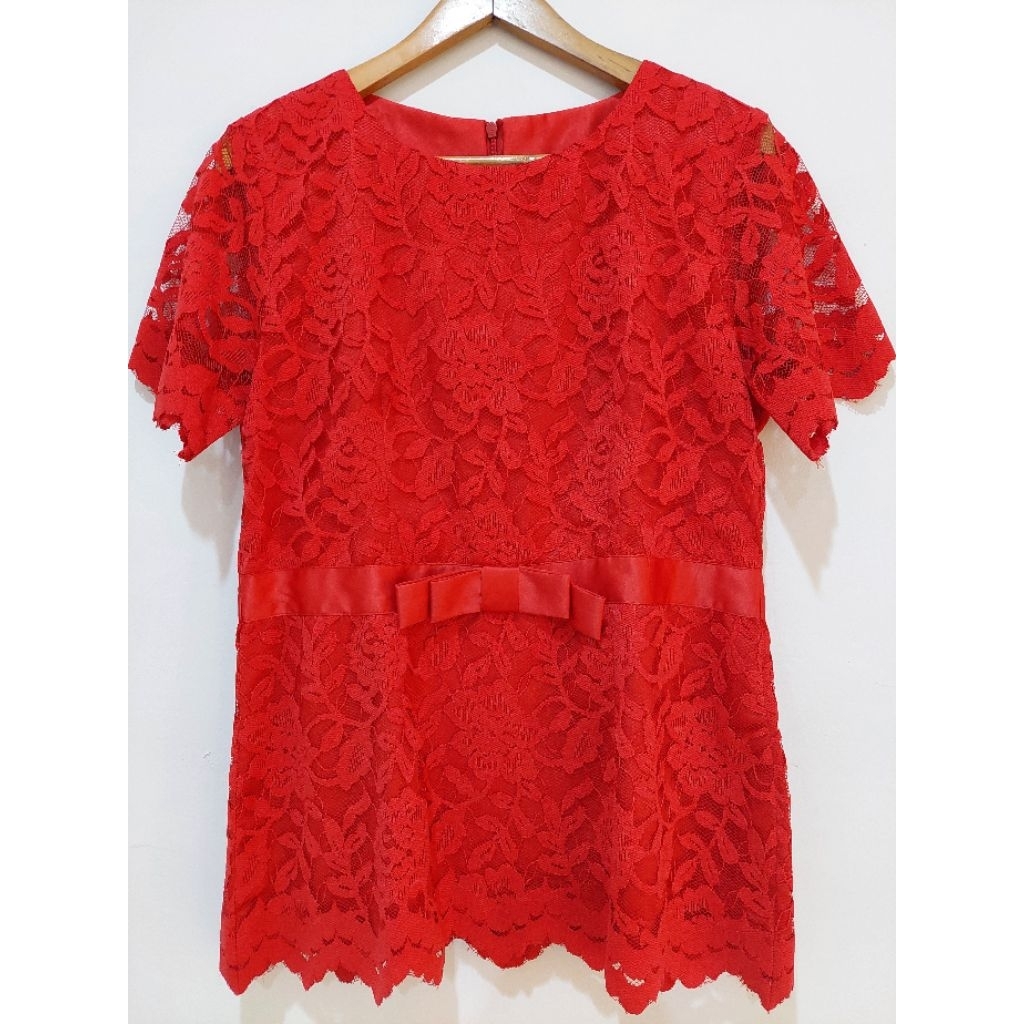 Kebaya brokat merah cabe