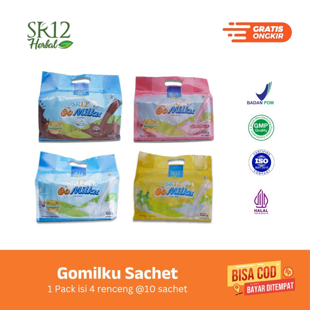 

Susu Kambing Etawa Gomilku SR12 Sachet Kemasan 1 Pack Semua Varian Rasa