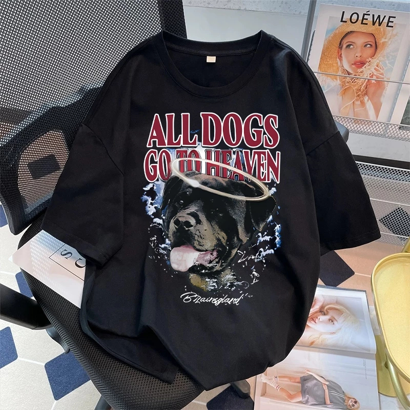 T-shirt Oversize All Dogs | Kaos Hitam Mode Korea kaos pria wanita T-shirt baju oversize t shirt